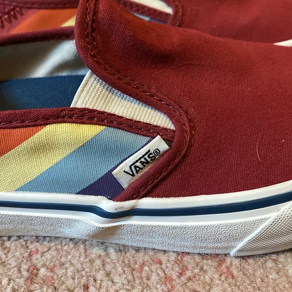 Red & Rainbow Slip On Vans (Ultra Cush) M8 W9.5 - Picture 8 of 10